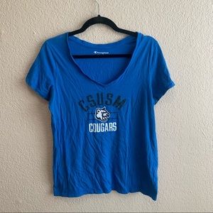 CSUSM Cougars blue V-neck shirt